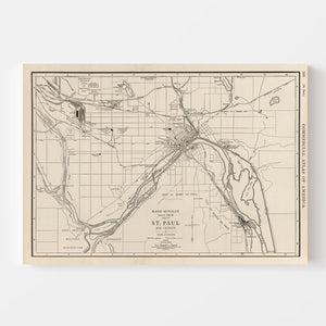 Vintage Map of St. Paul, Minnesota 1924