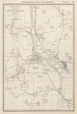 Vintage Map of Minneapolis, Minnesota 1924