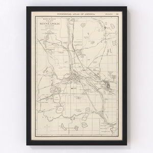 Vintage Map of Minneapolis, Minnesota 1924