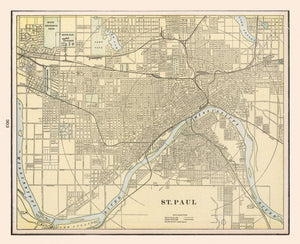 Vintage Map of St. Paul, Minnesota 1901