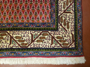 6x9 Finely Woven Turkish Tribal Rug, Boteh/Paisley Pattern, Red & Beige Area Rug, Vintage Wool Carpet, Entryway Rug, Hand-Knotted Foyer Rug