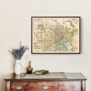 Vintage Map of St. Paul, Minnesota 1884