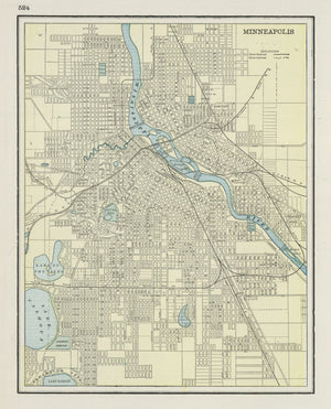 Vintage Map of Minneapolis, Minnesota 1901