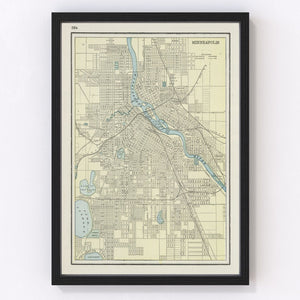 Vintage Map of Minneapolis, Minnesota 1901