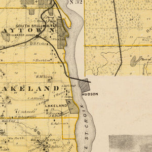 Vintage Map of Washington County, Minnesota 1874
