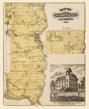Vintage Map of Washington County, Minnesota 1874
