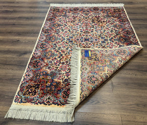 Karastan Ivory Kirman Rug 4x6, Floral Kirman #759, Wool Pile, Vintage, Original 700 Series