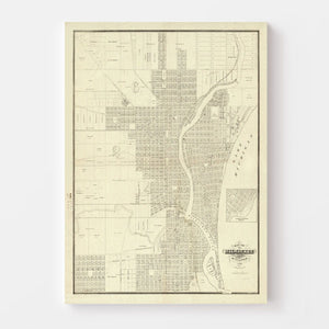 Vintage Map of Milwaukee, Wisconsin 1856