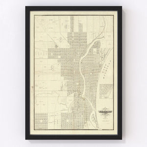 Vintage Map of Milwaukee, Wisconsin 1856