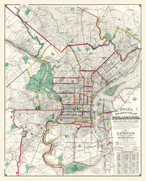 Vintage Map of Philadelphia, Pennsylvania 1890