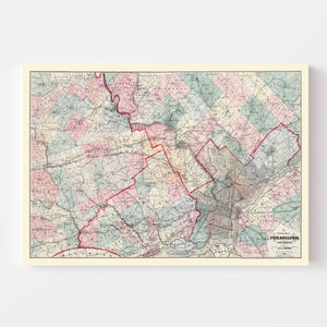 Vintage Map of Philadelphia, Pennsylvania 1882