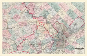 Vintage Map of Philadelphia, Pennsylvania 1882