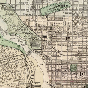 Vintage Map of Philadelphia, Pennsylvania 1874