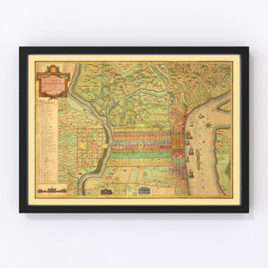 Vintage Map of Philadelphia, Pennsylvania 1802