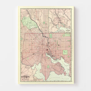 Vintage Map of Baltimore, Maryland 1897