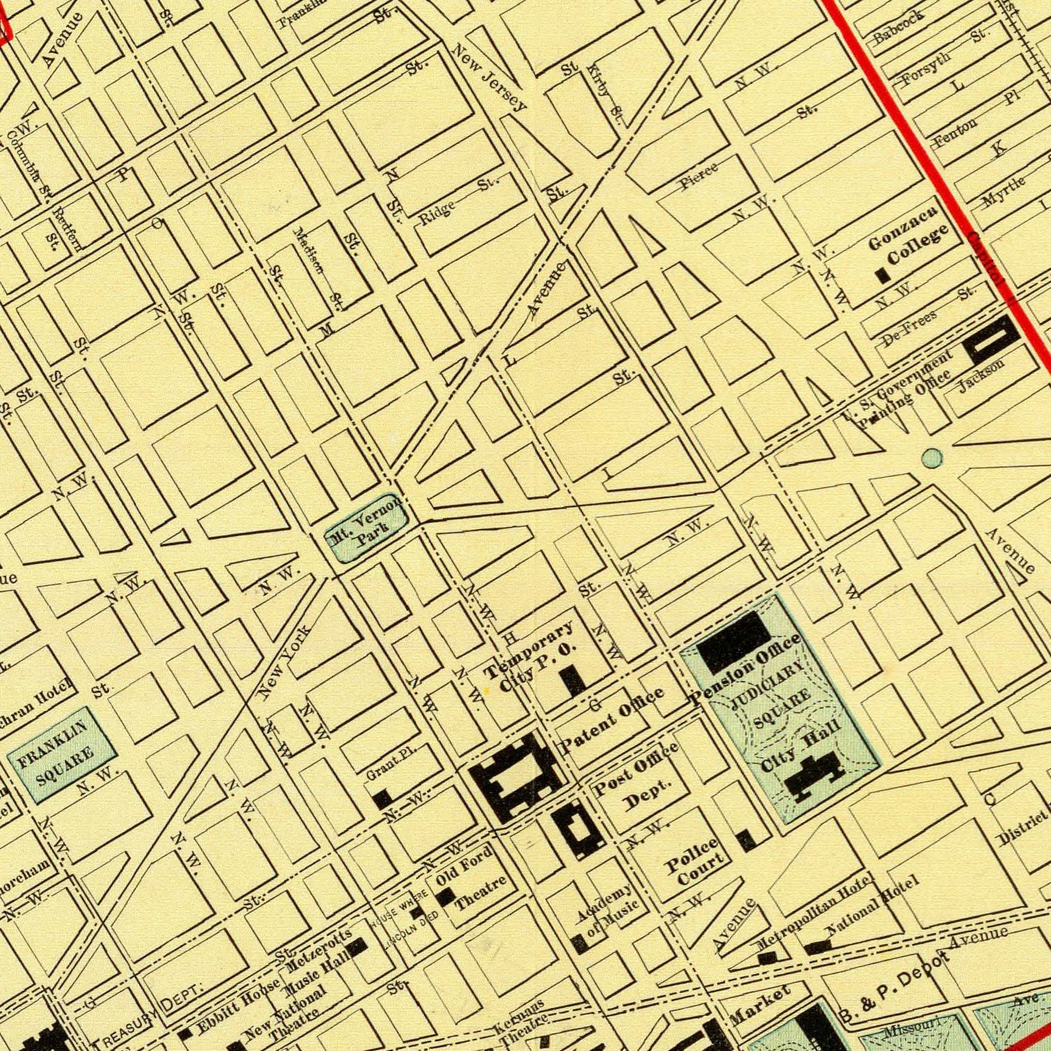 Vintage Map of Washington, DC 1897