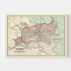 Vintage Map of Washington, DC 1874