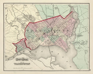 Vintage Map of Washington, DC 1874