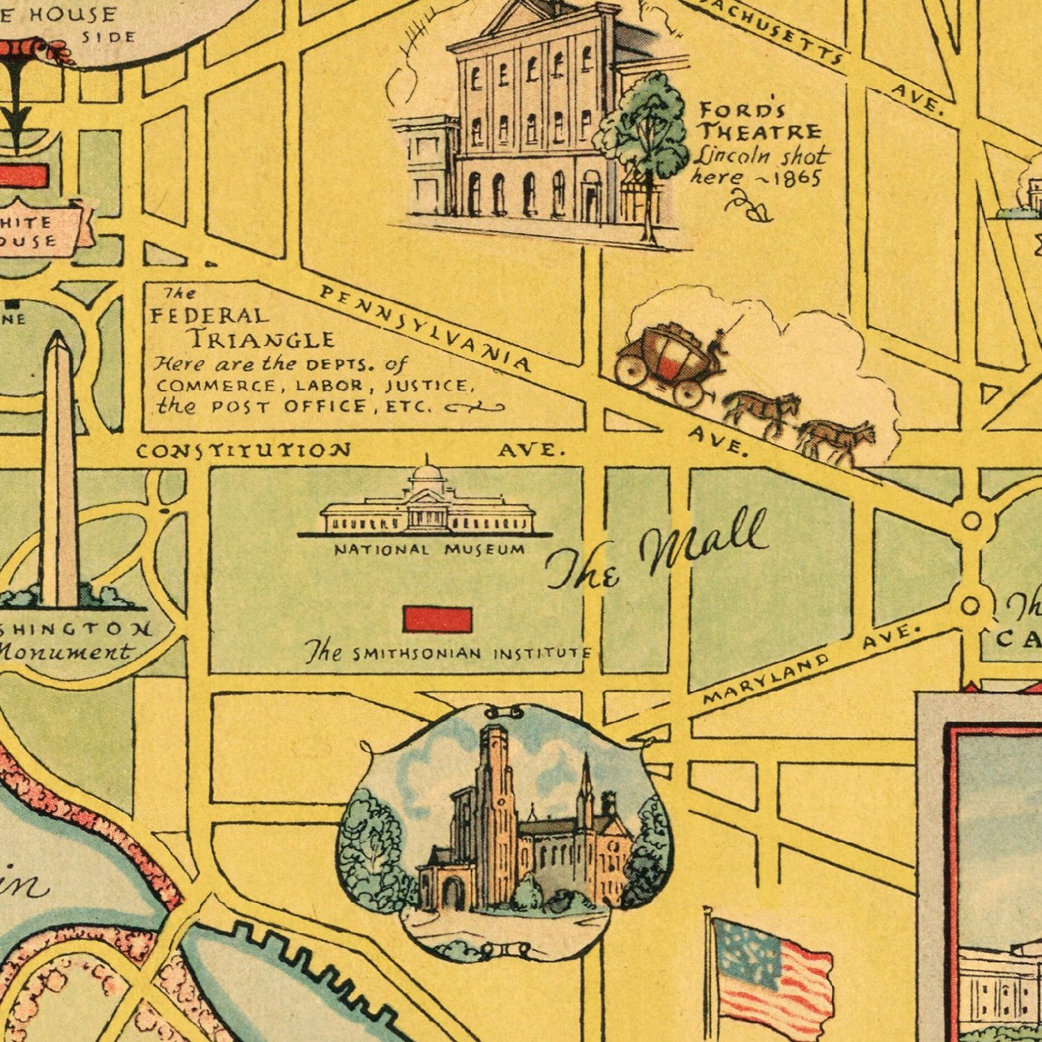 Vintage Map of Washington, DC 1938