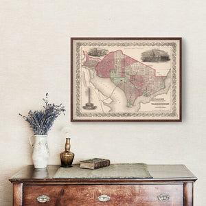 Vintage Map of Washington, DC 1866