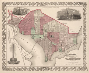 Vintage Map of Washington, DC 1866