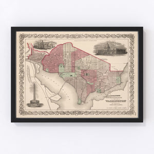 Vintage Map of Washington, DC 1866