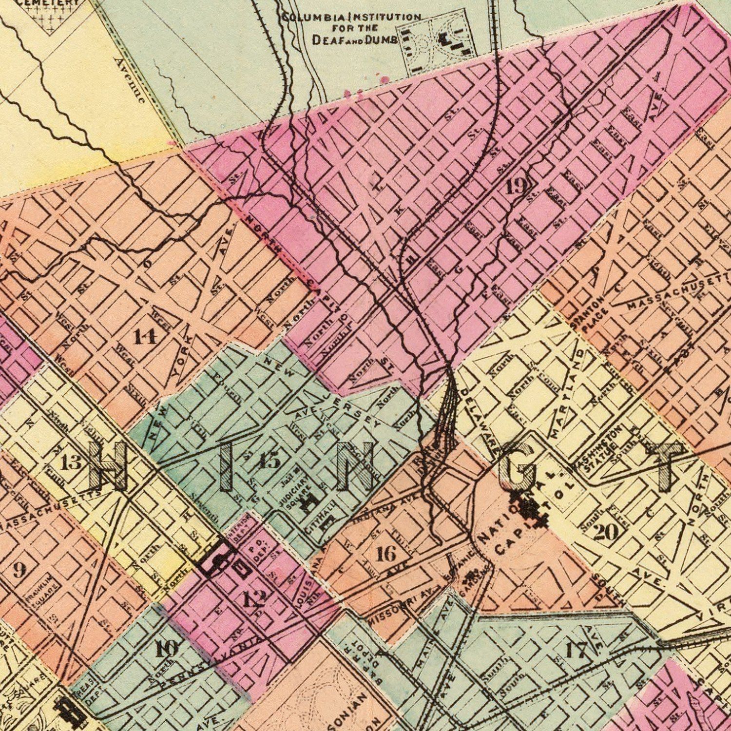 Vintage Map of Washington, DC 1873