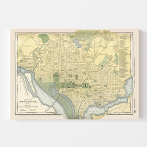 Vintage Map of Washington, DC 1891
