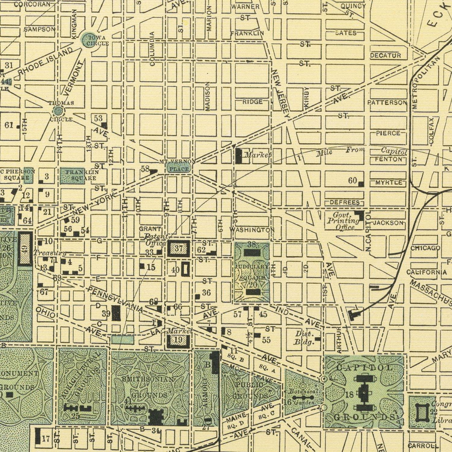 Vintage Map of Washington, DC 1891