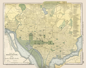 Vintage Map of Washington, DC 1891