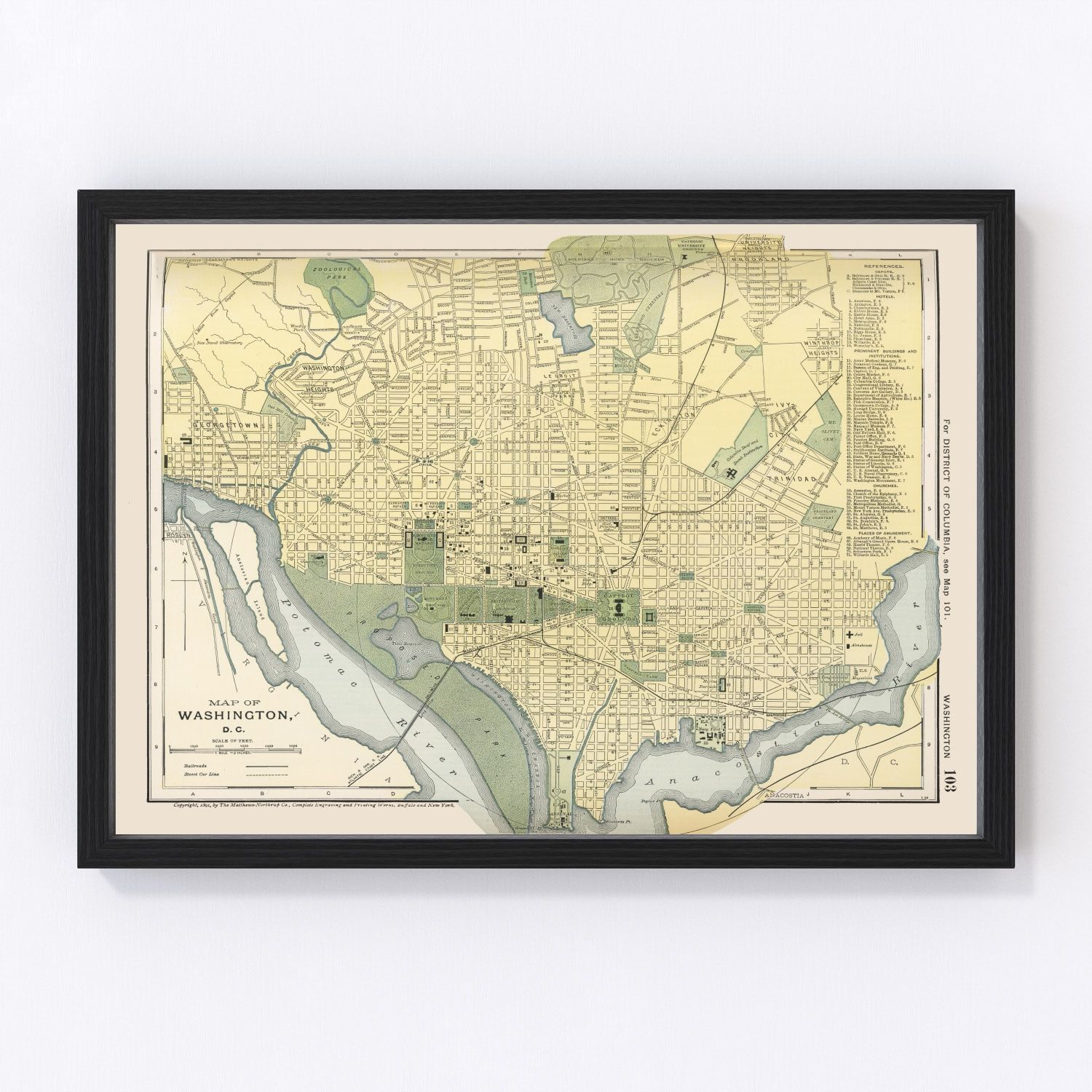 Vintage Map of Washington, DC 1891