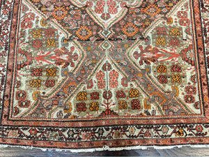 Wonderful Antique Persian Malayer Rug 4x6, Wool Hand Knotted Authentic Oriental Carpet, Very Fine