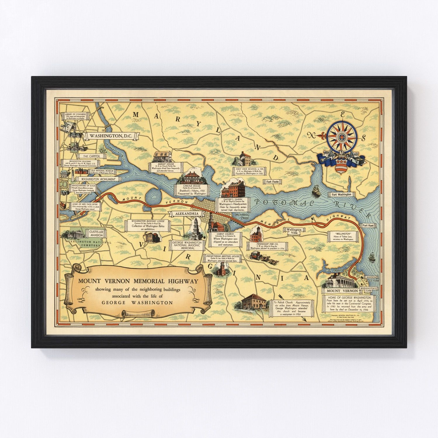 Vintage Map of Washington, DC 1932