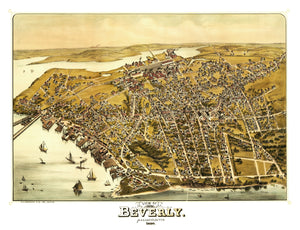 Vintage Map of Beverly, Massachusetts 1886