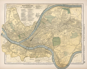 Vintage Map of Pittsburgh, Pennsylvania 1891