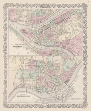 Vintage Map of Pittsburgh, Pennsylvania 1886