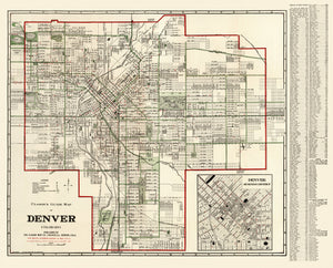 Vintage Map of Denver, Colorado 1920