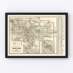 Vintage Map of Denver, Colorado 1920