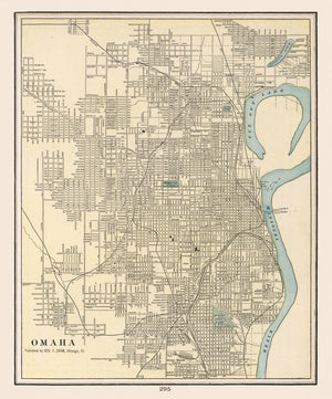 Vintage Map of Omaha, Nebraska 1901