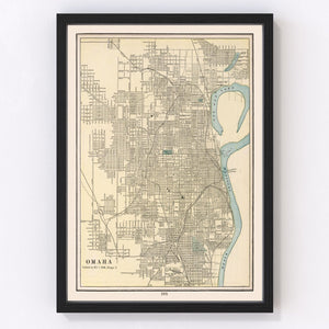 Vintage Map of Omaha, Nebraska 1901