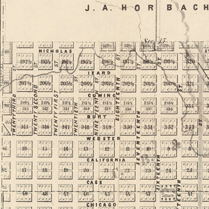 Vintage Map of Omaha, Nebraska 1866