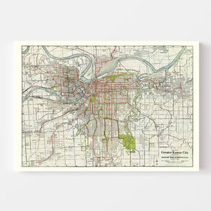 Vintage Map of Kansas City, Kansas 1920