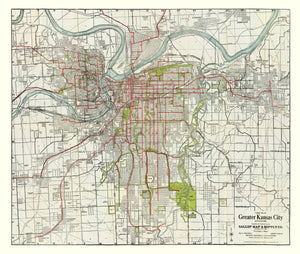 Vintage Map of Kansas City, Kansas 1920