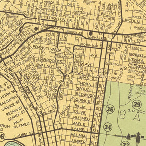 Vintage Map of San Diego, California 1935