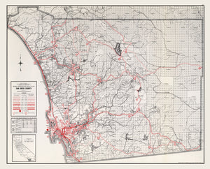 Vintage Map of San Diego County, California 1935