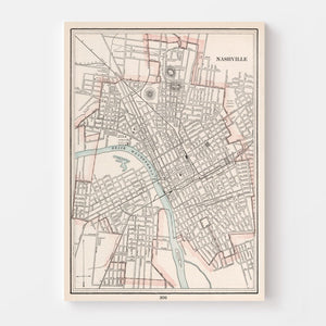 Vintage Map of Nashville, Tennessee 1901
