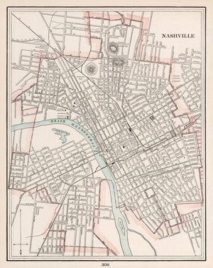 Vintage Map of Nashville, Tennessee 1901