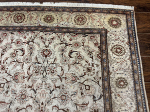 Persian Kashan Rug 5x7, Beige, Fine 250 KPSI