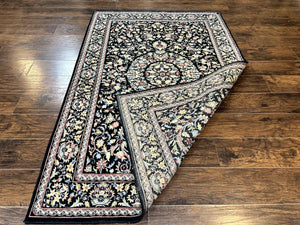 Pak Persian Rug 5x7, Floral, Colorful, Handmade Vintage Wool Rug, Finely Hand Knotted 225 KPSI, Black