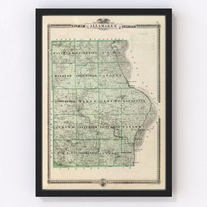 Vintage Map of Alamakee County, Iowa 1875